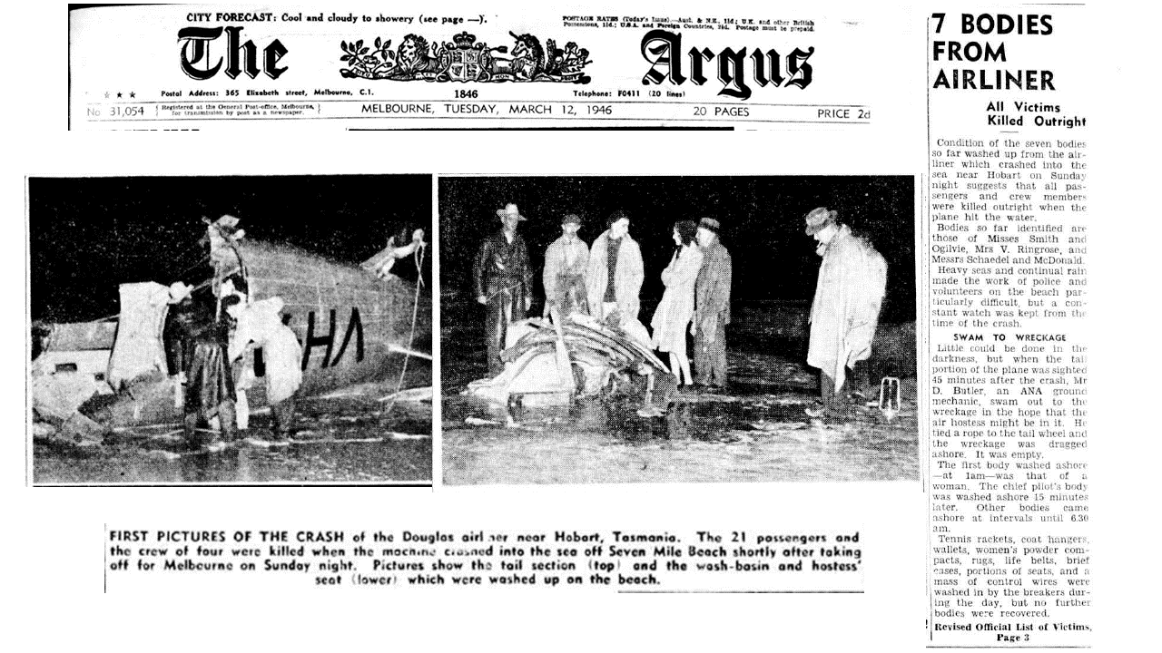 Tas That Was – The 1946 Australian National Airways DC-3 Crash 2 Tas That Was – The 1946 Australian National Airways DC-3 Crash 2