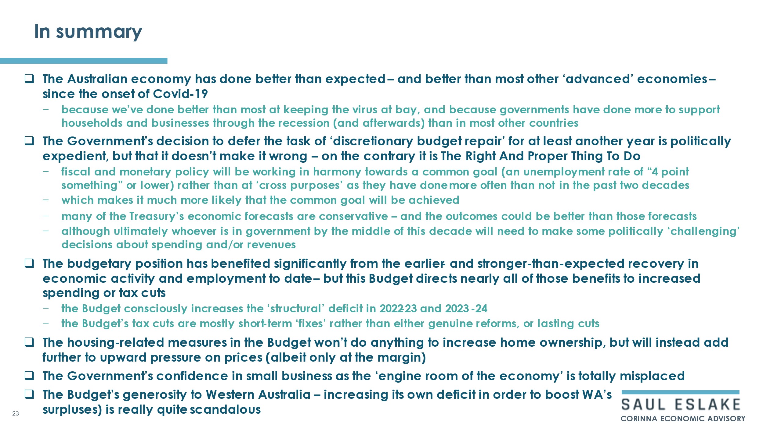 2021 Federal Budget Responses 31