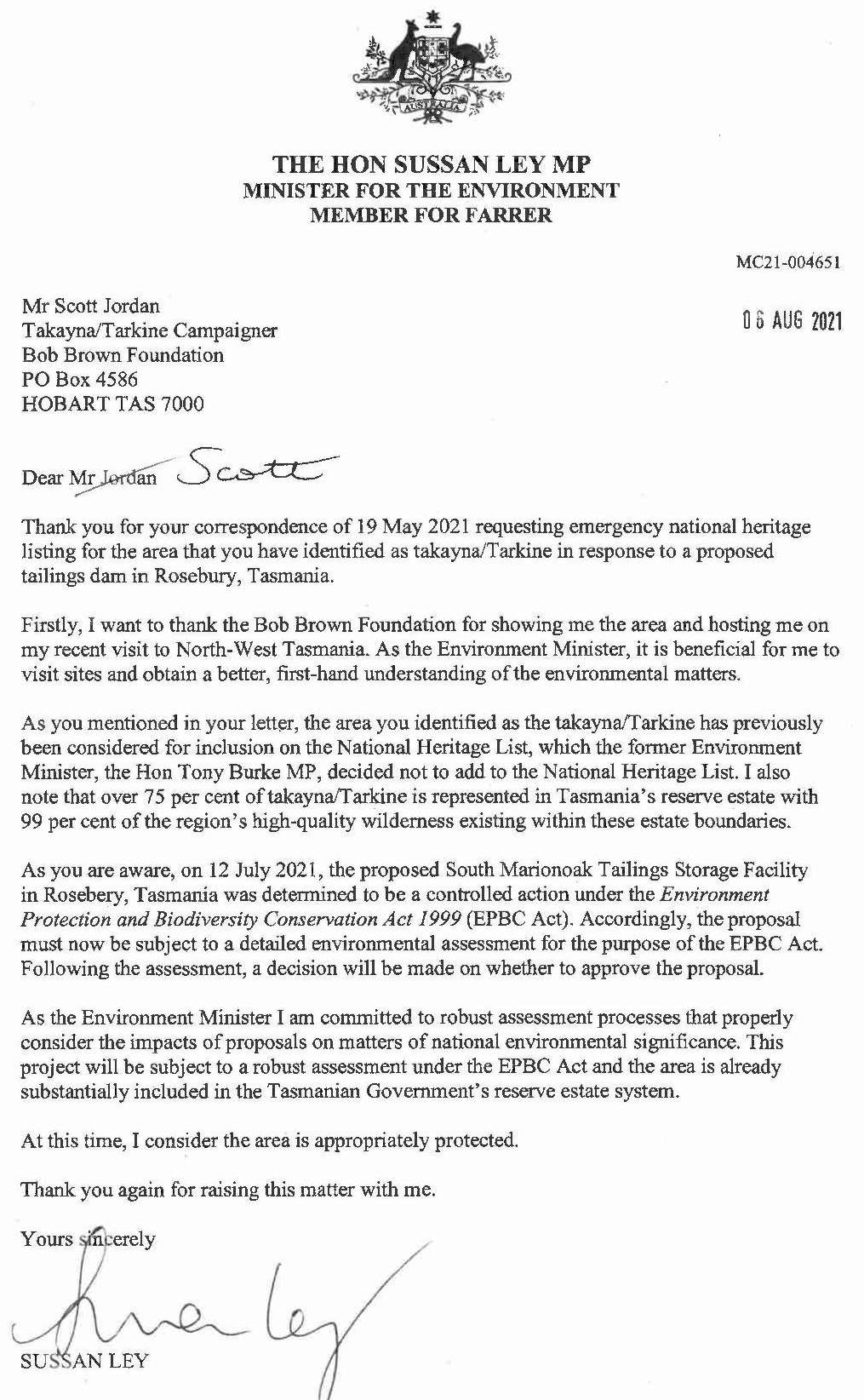 Ley Rejects Takayna National Heritage Listing 9 Ley Rejects Takayna National Heritage Listing 9